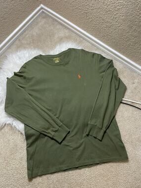 Polo Ralph Lauren Green Orange Pony Logo Short-Sleeve Activewear Shirt Men's M
